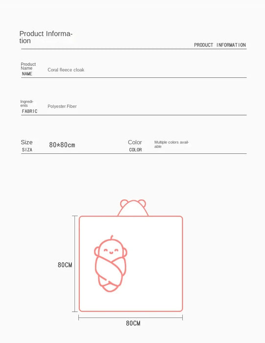 Newborn Super Soft Hooded Baby Bath Towel Blanket