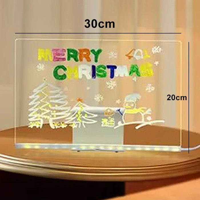 LED Acrylic Drawing Board DIY Erasable Luminous Writing Boards with Stand and 7Colors Pen USB Plug Message Board with NightLight