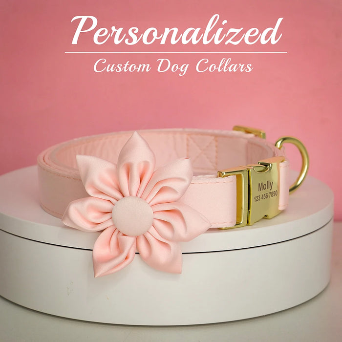 Personalized Silk Dog Collar Adjustable Durable Dog Collar with Bowtie Flower For Small Medium Large Dogs Wedding Bowtie Collars