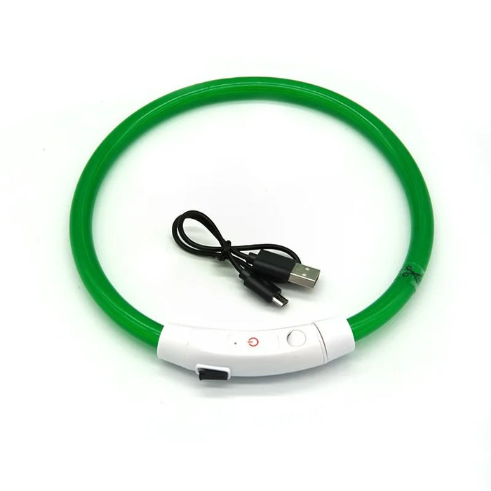 USB Rechargeable Fiber Optic Collar Pet Dog LED Light Collar Luminous Anti-Lost Dog Collar USB Rechargeable Dog Necklace Collar