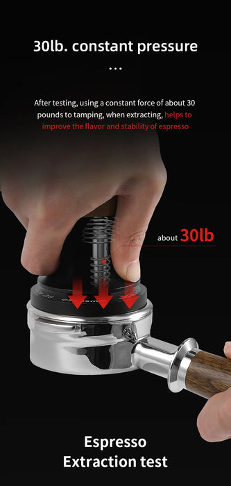 MHW-3BOMBER 30lb Calibrated Espresso Tamper (51/53/58mm) Spring-Loaded Leveler.
