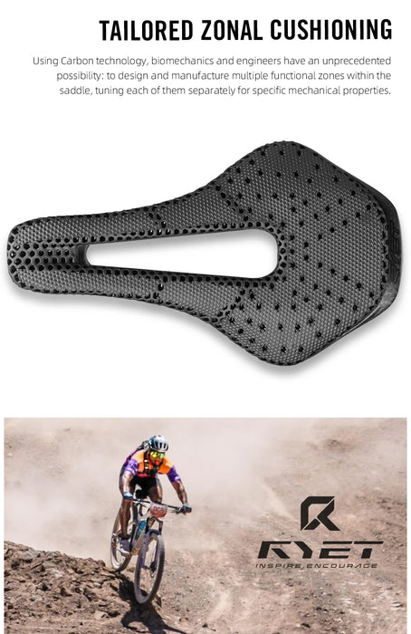 RYET 3D Printed Carbon Fiber Bike Saddle – Ultralight, Comfortable & Breathable