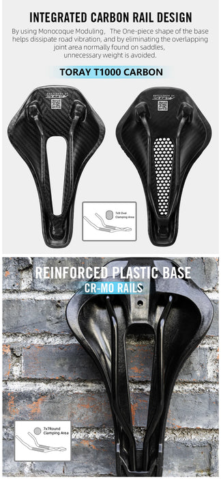 RYET 3D Printed Carbon Fiber Bike Saddle – Ultralight, Comfortable & Breathable