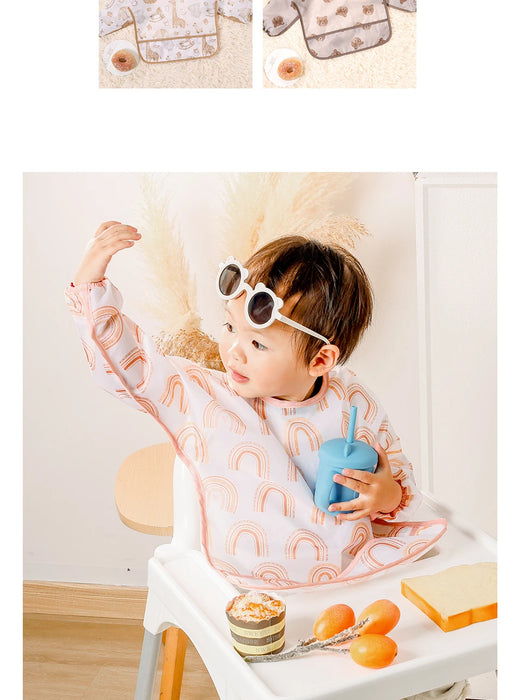Elinfant Washable Long Sleeve Bib: Waterproof Feeding Coverall