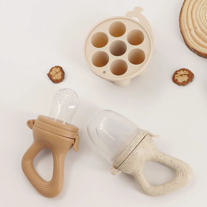 Baby Fruit Feeder & Freezer Tray Set – 2-in-1 Silicone Teether & Self-Feeding Kit