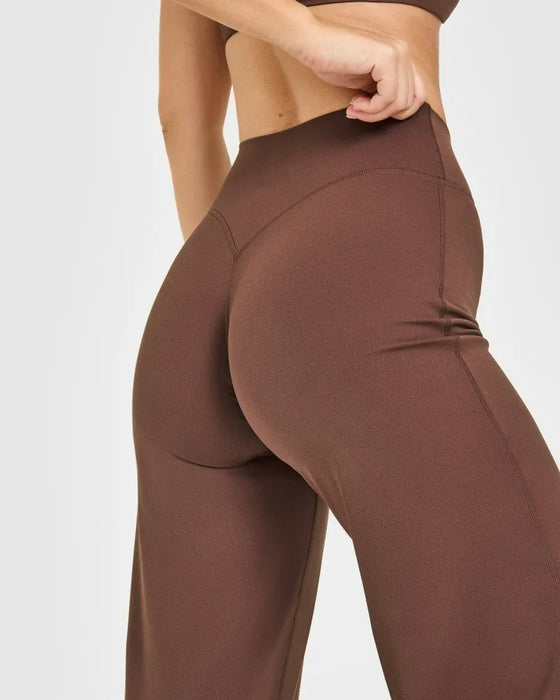NCLAGEN SoftMotion Straight Leg Bottoms Women's Mid-Waist Yoga Pants GYM Leggings Naked Feel Pilates Running Sports Trousers