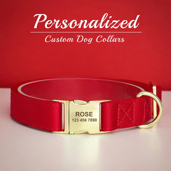 Personalized Silk Dog Collar Adjustable Durable Dog Collar with Bowtie Flower For Small Medium Large Dogs Wedding Bowtie Collars