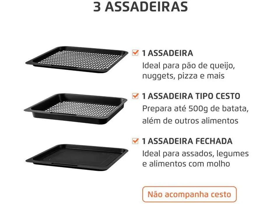 Electric Fryer without Oil/Air Fryer Mondial Oven (AFON-12L-FB Black 12L - 220V)