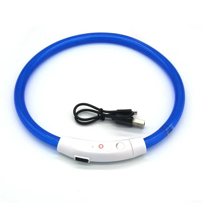 USB Rechargeable Fiber Optic Collar Pet Dog LED Light Collar Luminous Anti-Lost Dog Collar USB Rechargeable Dog Necklace Collar