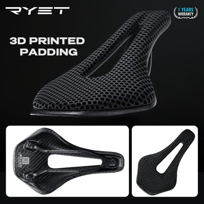 RYET 3D Printed Carbon Fiber Bike Saddle – Ultralight, Comfortable & Breathable