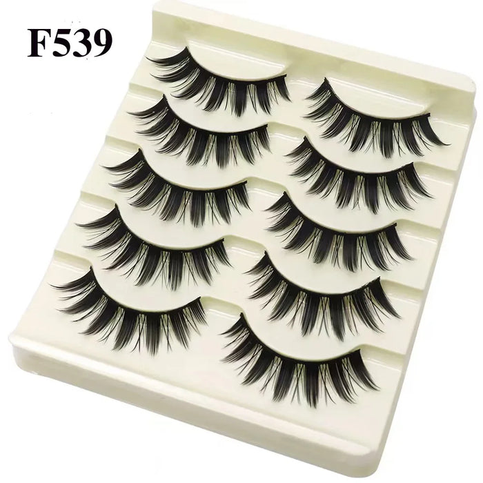Black Eye Lashes Cat Eye Lashes Cross Strip False Eyelashes Natural Long Cosplay Makeup 5 pairs Mink Eyelash Extension Cilios