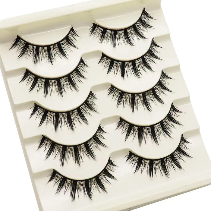Black Eye Lashes Cat Eye Lashes Cross Strip False Eyelashes Natural Long Cosplay Makeup 5 pairs Mink Eyelash Extension Cilios