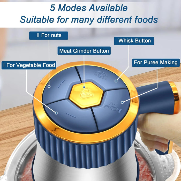5L Electric Meat Grinder & Vegetable Chopper – 304 Stainless Steel Food Processor.