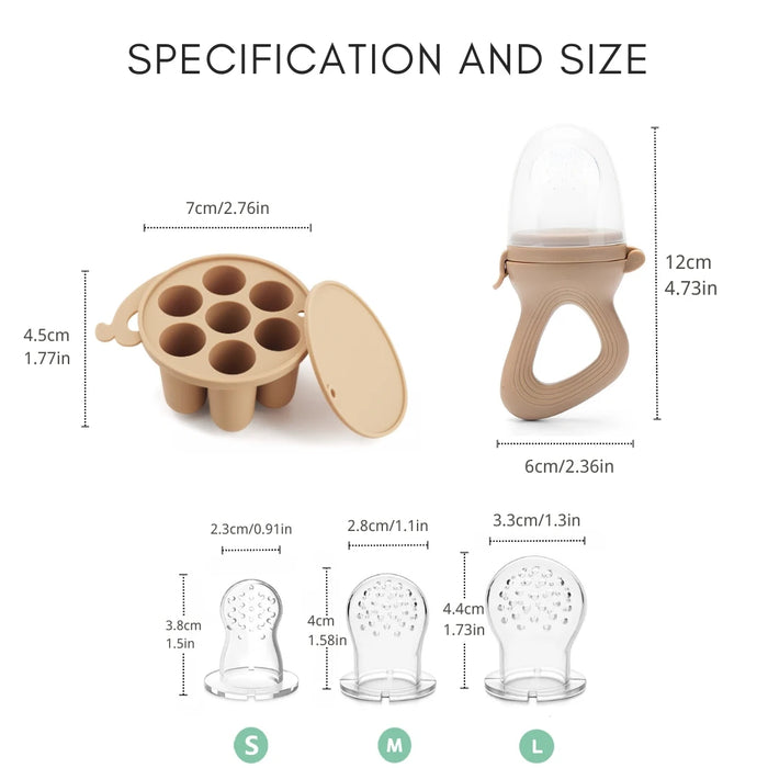 Baby Fruit Feeder & Freezer Tray Set – 2-in-1 Silicone Teether & Self-Feeding Kit