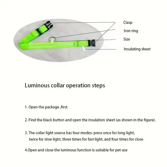 BOOTEELY Nylon LED Night Safety Flashing Glow In The Dark Dog Leash Dogs Luminous Fluorescent Pet Dog Collar