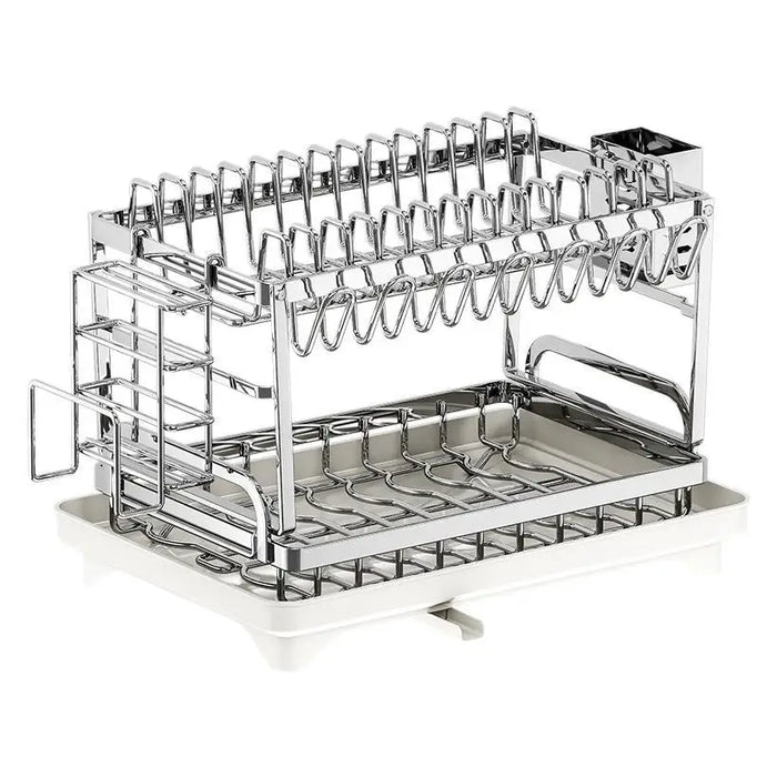 2 Tier Dish Drying Rack Bowl Drainer Holder Stand Shelf Kitchen Over Sink Drainer Utensil Holder Countertop Drain Rack Shelves