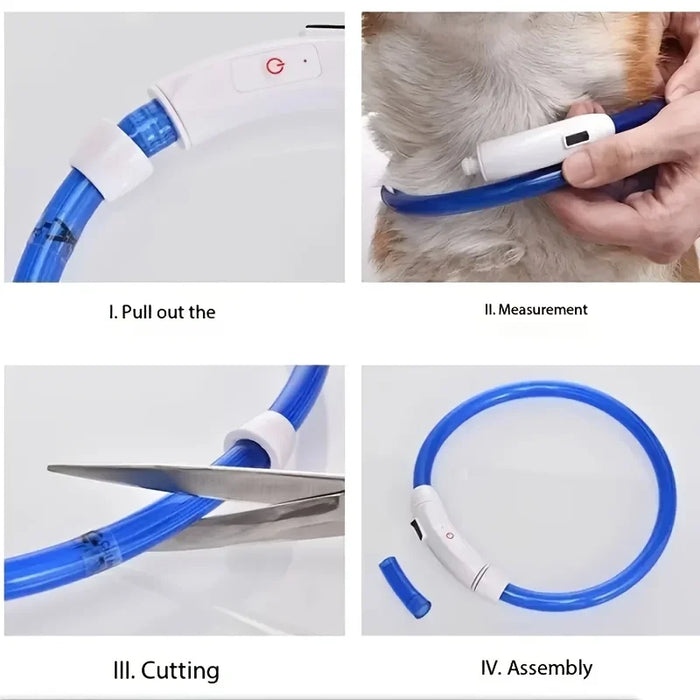 USB Rechargeable Fiber Optic Collar Pet Dog LED Light Collar Luminous Anti-Lost Dog Collar USB Rechargeable Dog Necklace Collar