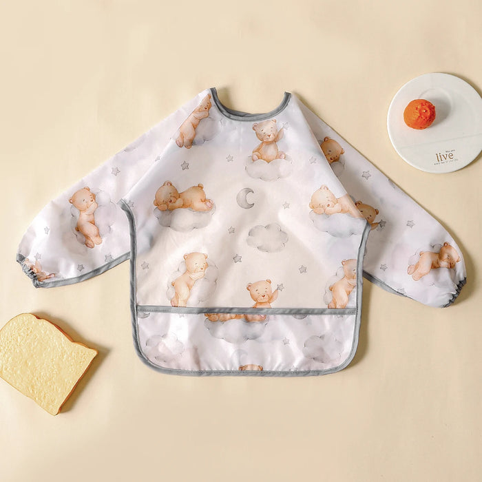 Elinfant Washable Long Sleeve Bib: Waterproof Feeding Coverall