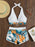 High-Waist Printed Halter Bikini Set
