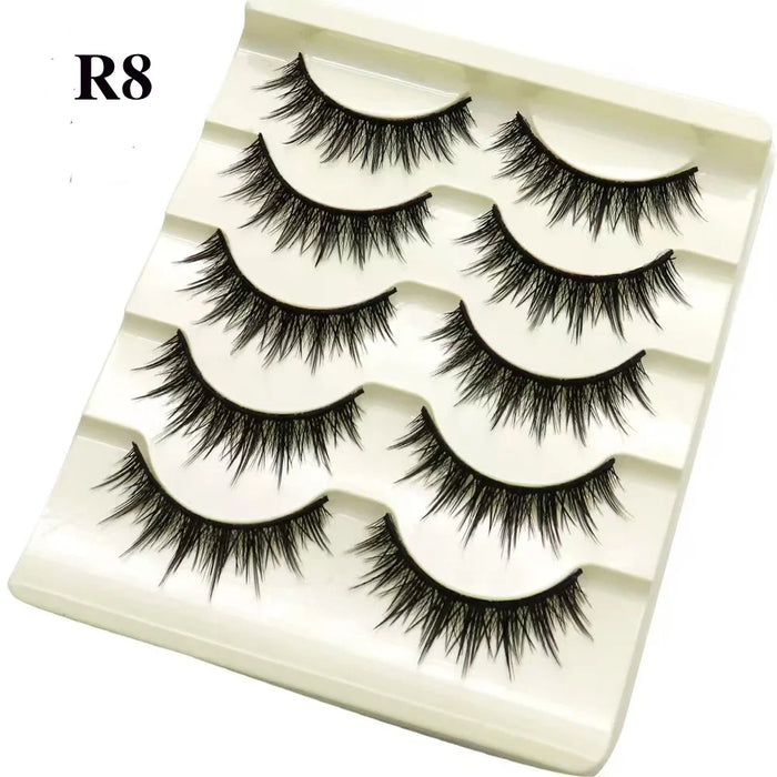 Black Eye Lashes Cat Eye Lashes Cross Strip False Eyelashes Natural Long Cosplay Makeup 5 pairs Mink Eyelash Extension Cilios