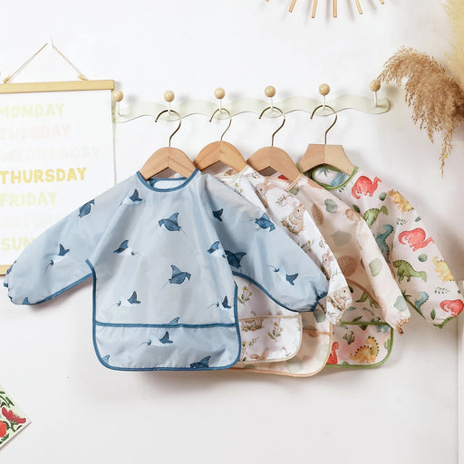 Elinfant Washable Long Sleeve Bib: Waterproof Feeding Coverall