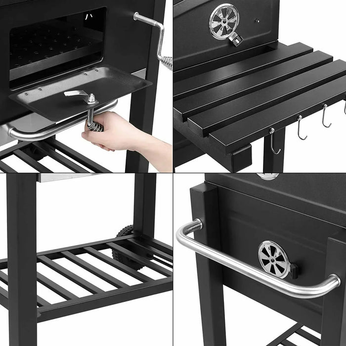 5~10 People BBQ Camping Charcoal Barbecue Stove 2 Wheels Luxurious Configuration Family Garden Outdoor Home Barbecue Grill