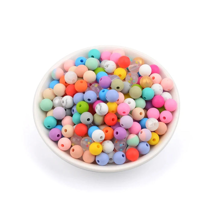 LOFCA 100pcs Premium 9mm Silicone Teething Beads – BPA-Free Food Grade DIY Beads