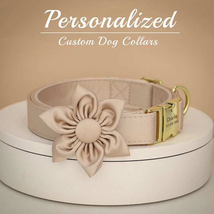 Personalized Silk Dog Collar Adjustable Durable Dog Collar with Bowtie Flower For Small Medium Large Dogs Wedding Bowtie Collars