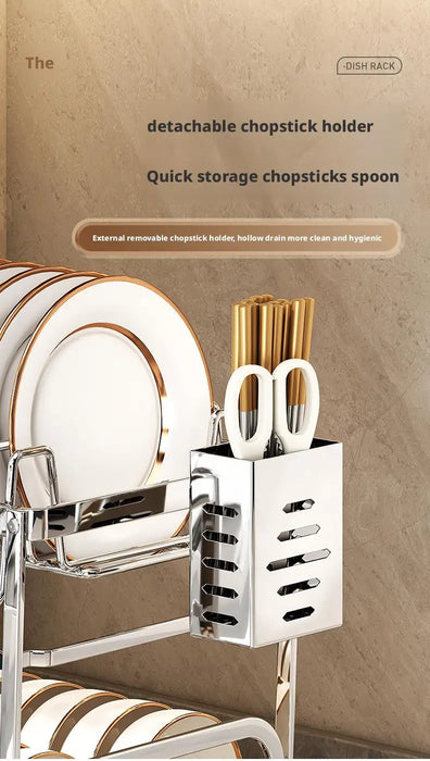 2 Tier Dish Drying Rack Bowl Drainer Holder Stand Shelf Kitchen Over Sink Drainer Utensil Holder Countertop Drain Rack Shelves