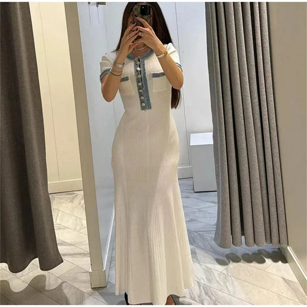 Elegant O-Neck Commuter Bodycon Dress