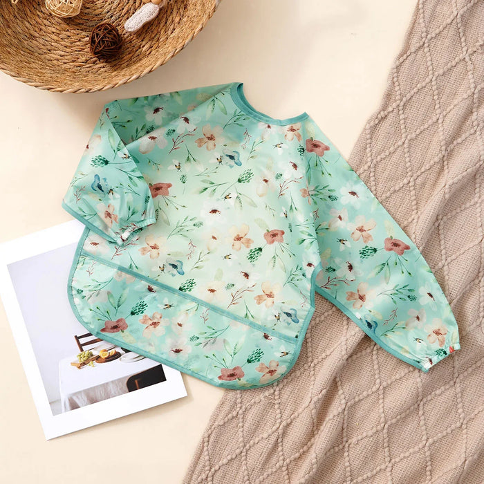 Elinfant Washable Long Sleeve Bib: Waterproof Feeding Coverall