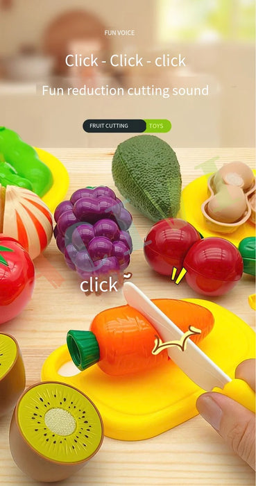 Kid Pretend Play Kitchen Fun Cutting Fruits and Vegetables Food Play.