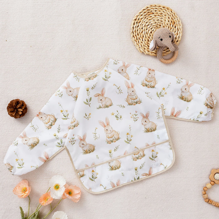 Elinfant Washable Long Sleeve Bib: Waterproof Feeding Coverall
