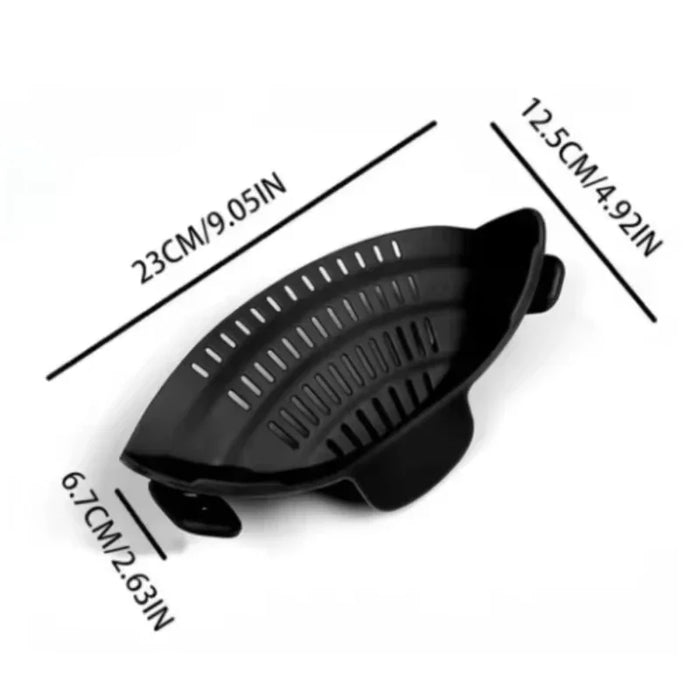 Multi-Purpose Clip-On Silicone Pot Strainer for Pasta, Noodles & Vegetables.