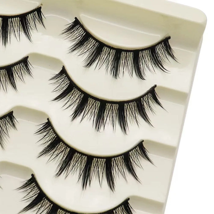 Black Eye Lashes Cat Eye Lashes Cross Strip False Eyelashes Natural Long Cosplay Makeup 5 pairs Mink Eyelash Extension Cilios