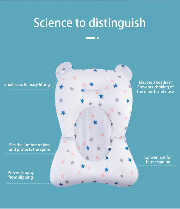 Adjustable Floating Baby Bath Support Pad – Ergonomic Newborn Safety Bather