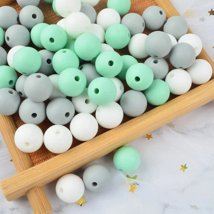LOFCA 100pcs Premium 9mm Silicone Teething Beads – BPA-Free Food Grade DIY Beads