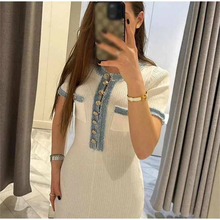Elegant O-Neck Commuter Bodycon Dress
