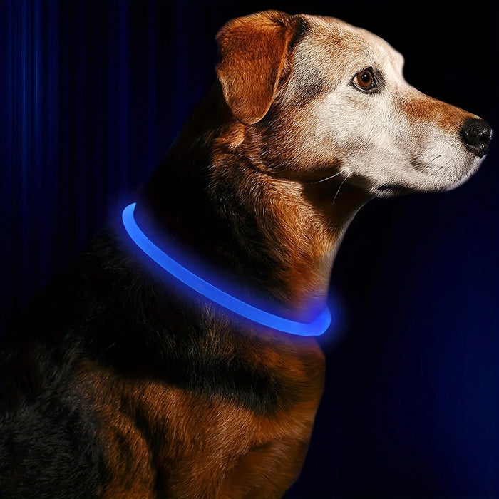USB Rechargeable Fiber Optic Collar Pet Dog LED Light Collar Luminous Anti-Lost Dog Collar USB Rechargeable Dog Necklace Collar