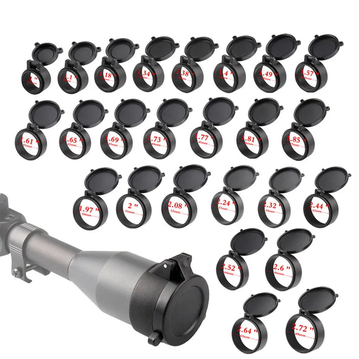 Rifle Scope Lens Cover Spring Up Quick Flip Openning Lens Dustproof Cover Protection Cap for 25-69mm Caliber Hunting Riflescopes