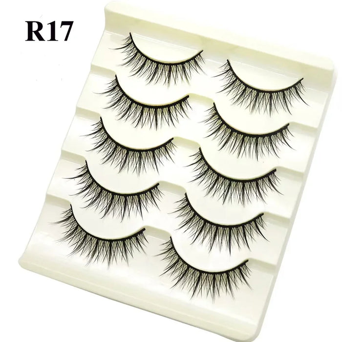 Black Eye Lashes Cat Eye Lashes Cross Strip False Eyelashes Natural Long Cosplay Makeup 5 pairs Mink Eyelash Extension Cilios