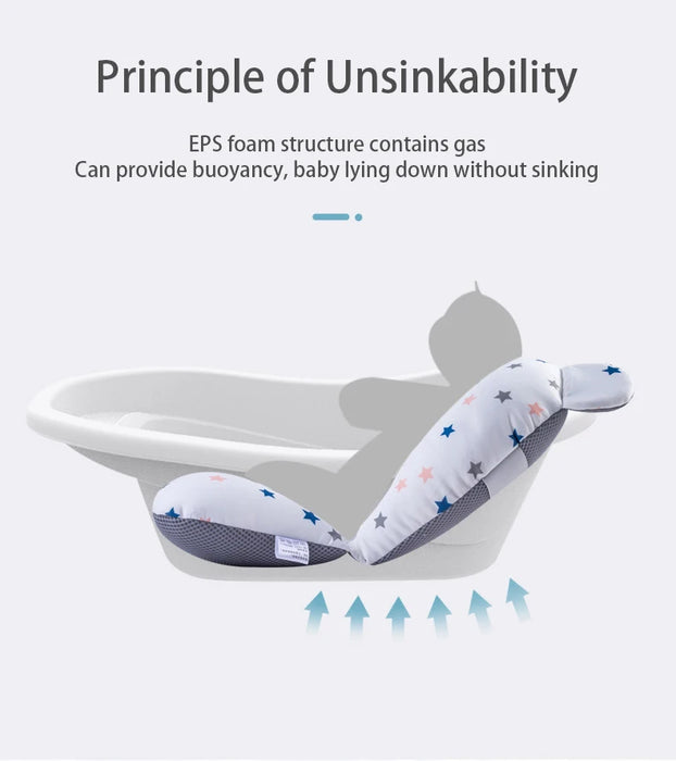 Adjustable Floating Baby Bath Support Pad – Ergonomic Newborn Safety Bather