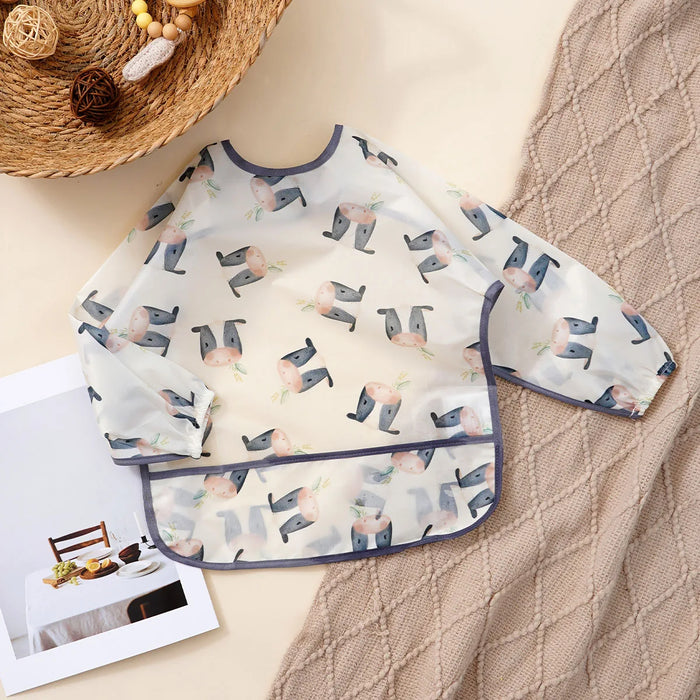 Elinfant Washable Long Sleeve Bib: Waterproof Feeding Coverall