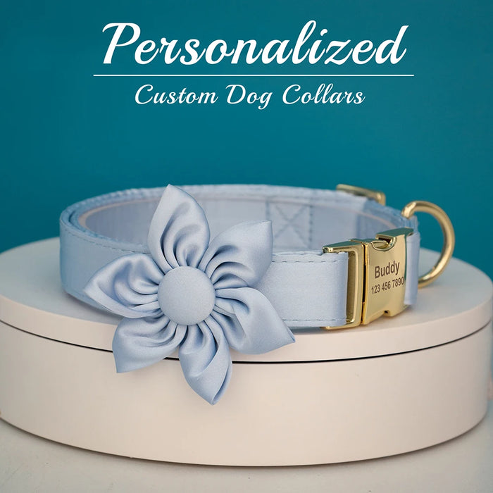 Personalized Silk Dog Collar Adjustable Durable Dog Collar with Bowtie Flower For Small Medium Large Dogs Wedding Bowtie Collars