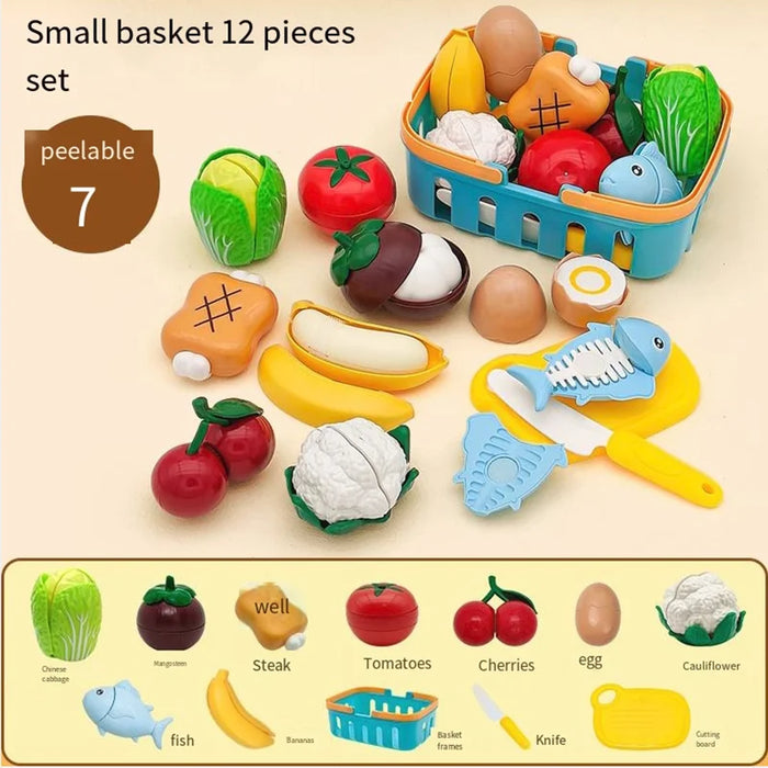 Kid Pretend Play Kitchen Fun Cutting Fruits and Vegetables Food Play.