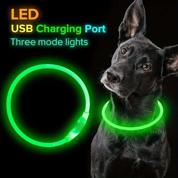 USB Rechargeable Fiber Optic Collar Pet Dog LED Light Collar Luminous Anti-Lost Dog Collar USB Rechargeable Dog Necklace Collar