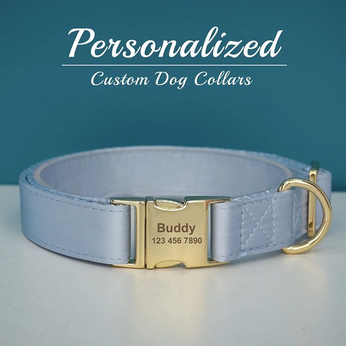 Personalized Silk Dog Collar Adjustable Durable Dog Collar with Bowtie Flower For Small Medium Large Dogs Wedding Bowtie Collars