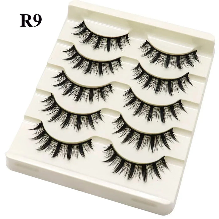 Black Eye Lashes Cat Eye Lashes Cross Strip False Eyelashes Natural Long Cosplay Makeup 5 pairs Mink Eyelash Extension Cilios