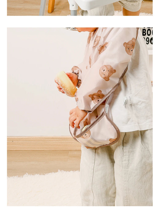 Elinfant Washable Long Sleeve Bib: Waterproof Feeding Coverall