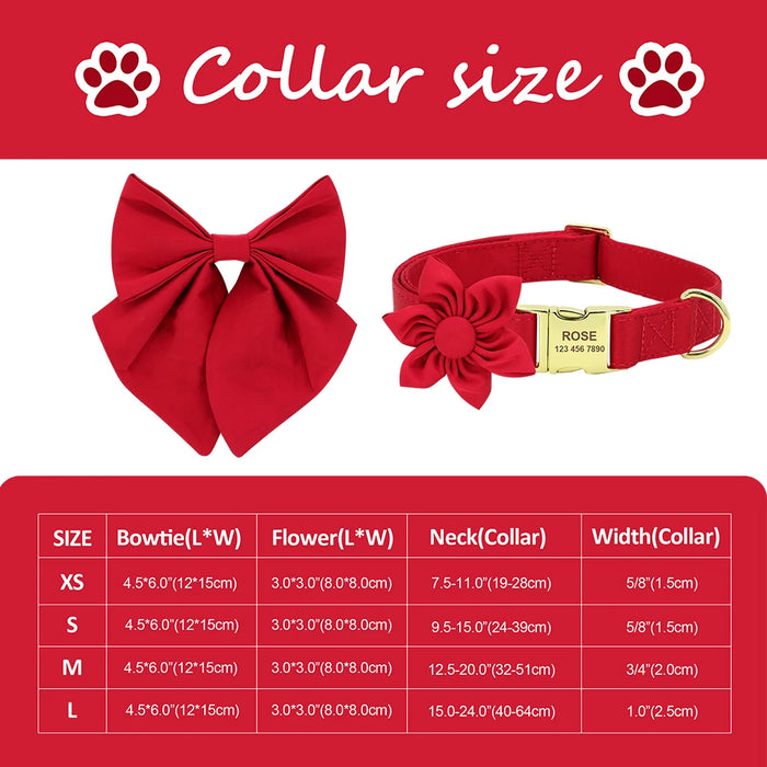 Personalized Silk Dog Collar Adjustable Durable Dog Collar with Bowtie Flower For Small Medium Large Dogs Wedding Bowtie Collars